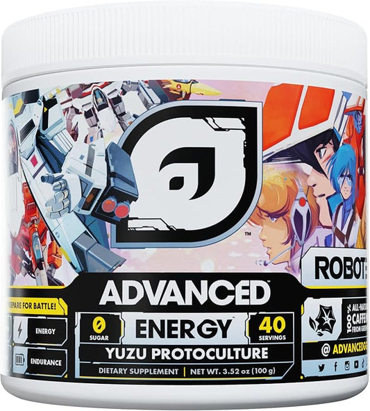 Advanced Energy - Energy Boosting Formula with Electrolytes for Hydration - L-Theanine Combats Jitters - Sugar Free & Keto Friendly - (40 Servings) (Robotech Yuzu)