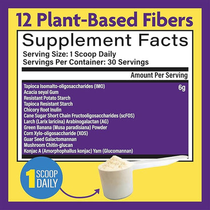 InnovixLabs Prebiotic Fiber Powder for Gut & Digestive Health, High Fiber Supplement for Women and Men with Chicory Root, FOS, Acacia, Inulin, Soluble & Insoluble Fiber, No Added Sugar, 30-Day Supply