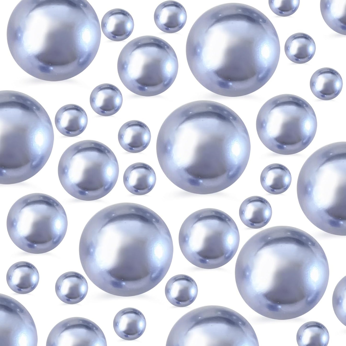 520Pcs Greyblue Beads for Centerpieces Decor, Artifical Pearls Vase Filler, Large Beads for Makeup Brush, No Hole Round Pearl Beads for Wedding Birthday Christmas Party Home Decor(18mm 14mm 6mm)