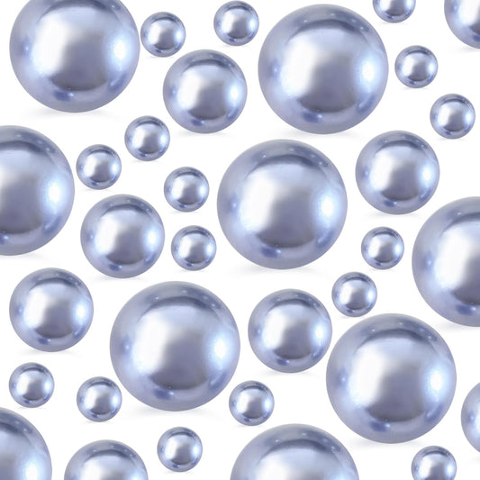 520Pcs Greyblue Beads for Centerpieces Decor, Artifical Pearls Vase Filler, Large Beads for Makeup Brush, No Hole Round Pearl Beads for Wedding Birthday Christmas Party Home Decor(18mm 14mm 6mm)