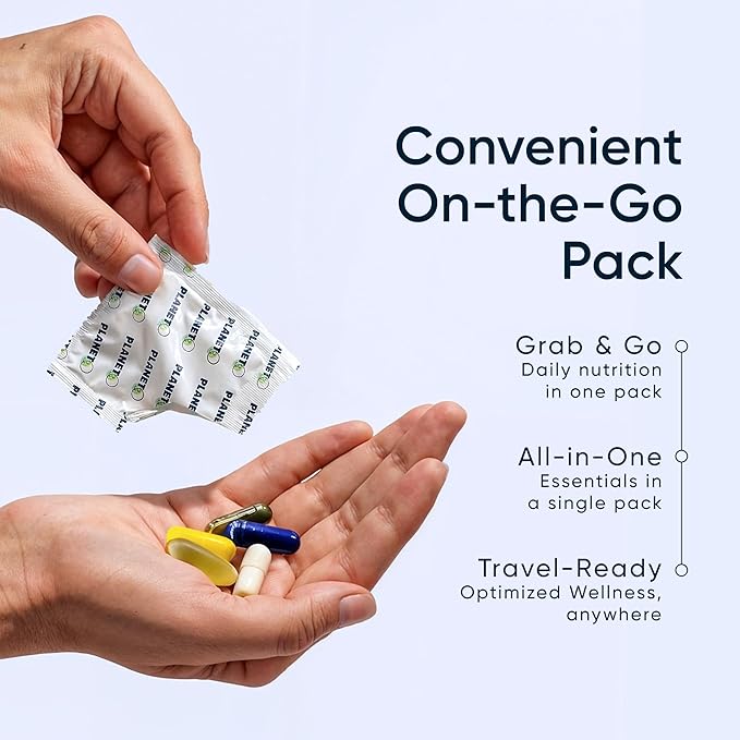 Daily Vitamin Packs for Men & Women – Multivitamin with Omega 3 for Heart Health, Immune Support with Elderberry, Vitamin C & Zinc, Eye Vitamins Lutein & Zeaxanthin – Planet 3 Vitamin Packs