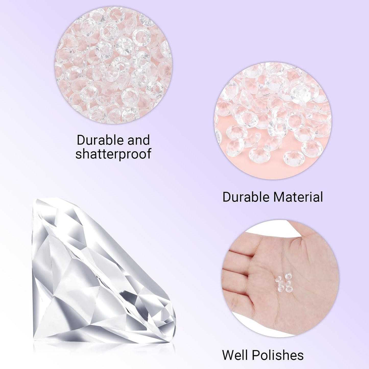 SUREAM 4500PCS Clear Ice Rocks for Vase Filler, 6mm/0.24Inch Acrylic Diamonds Gems, No Holes Faux Acrylic Treasure Crystals for Art Crafts, Wedding Table Scatter, Birthday Party Decoration