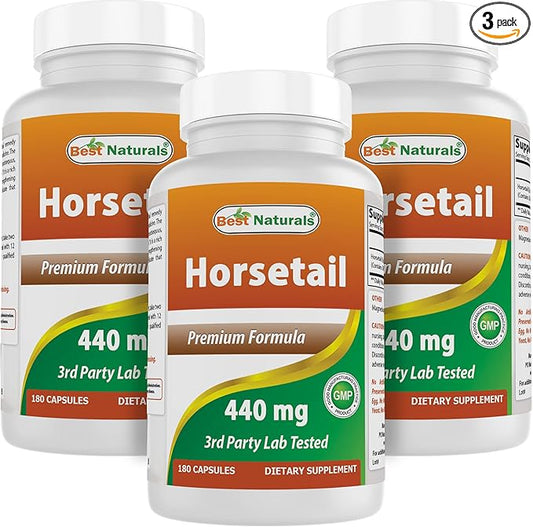 Best Naturals Horsetail 440 mg 180 Capsules (180 Count (Pack of 3))