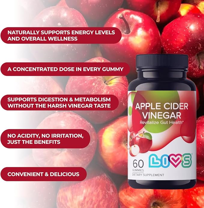 Apple Cider Vinegar Gummies | Organic Vegan ACV Supplement for Detox, Gut Health, Metabolism, Immune Support & Energy – Gluten-Free, Non-GMO & Vegan Gummies in Apple Cider Flavor – 120ct