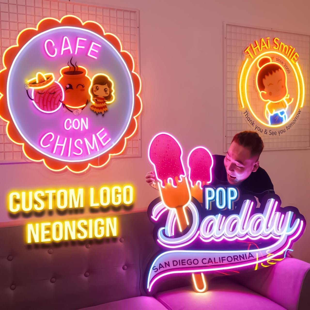 Custom Neon Sign, Personalized UV Printed LED Neon Sign LoGo Customizable for Business, Salon Beauty Nail Studios Light Up Name Sign, Images Neon Lighting Customized
