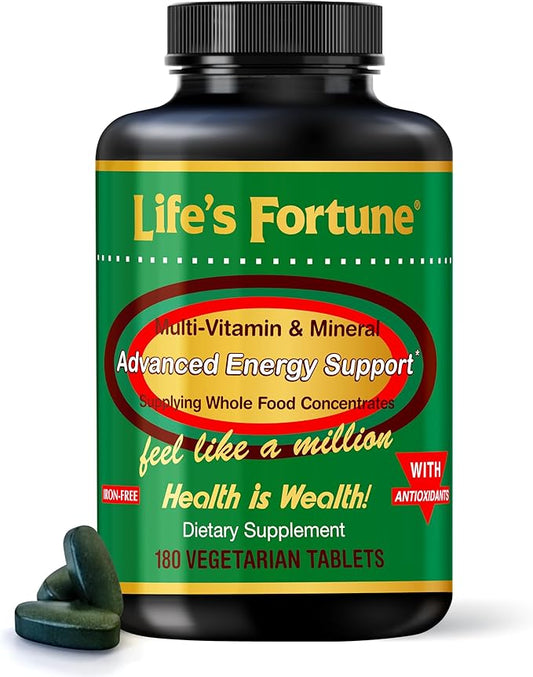Life's Fortune Whole Food Multivitamin & Mineral, Advanced Energy Support Supplement, Daily Wellness for Men & Women, Amino Acids, 180 Vegetarian Tablets