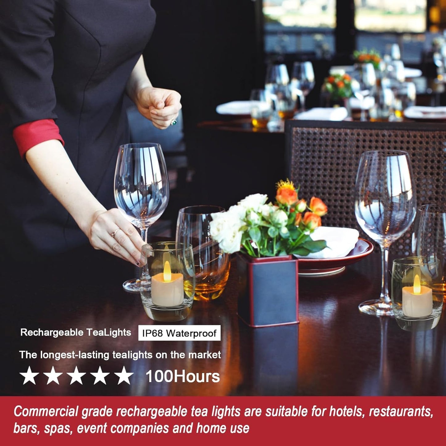 HL Flameless Candles with Remote Timer&Charging Station, 60+Hours Rechargeable Waterproof Outdoor RGB Tea Lights Colorful Candles for Valentine's Gift Halloween Christmas Home Party Decor-12pcs