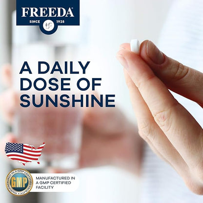 FREEDA Vitamin D3-2000 IU – High-Potency Vitamin D for Bone Strength & Immune Support – Easy-to-Swallow Tablets – 100 Tiny Tablets