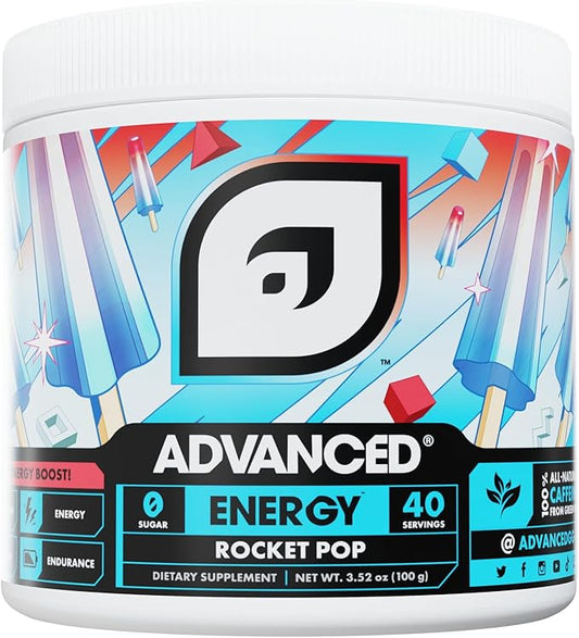 Advanced Energy - Energy Boosting Formula with Electrolytes for Hydration - L-Theanine to Combat Jitters - Sugar Free & Keto Friendly - No Maltodextrin (40 Servings) (Rocket Pop)