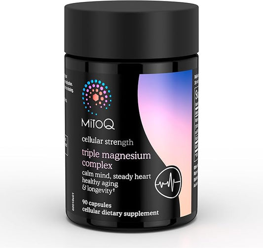MitoQ Triple Magnesium Complex | Magnesium Glycinate, Taurinate, Oxide with GABA for Heart Health, Stress Management, & Deeper Sleep | High Absorption | 90 Capsules