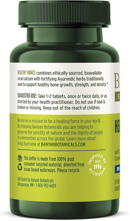 Banyan Botanicals Healthy Bones – Organic Bone Health Supplement with Ethical Coral Calcium – All Natural Calcium Supplement for Healthy Bones & Joints* – 90 Tablets – Non-GMO Sustainably Sourced