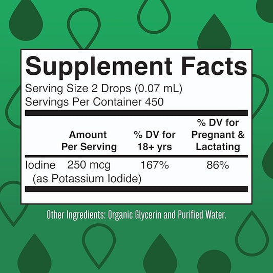 MaryRuth Organics Iodine Liquid Drops | Potassium Iodide | 1 Year Supply | 450 Servings | Thyroid Health | USDA Organic| Vegan | Non-GMO | Gluten Free | 1 Fl Oz