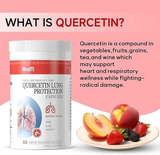 Quercetin with Bromelain,Quercetin 500mg Capsules,Immune Health,Respiratory Wellness,60 Capsules