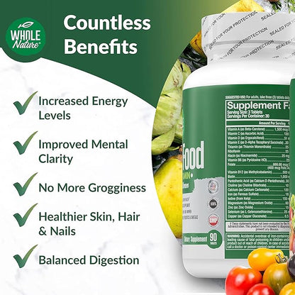 Whole Food Multivitamin for Men and Women Complete Daily Superfood Vitamins Plus Minerals Digestive Enzymes, Probiotics and Omegas. Plant Based Multi Vitamin, Non GMO (3)