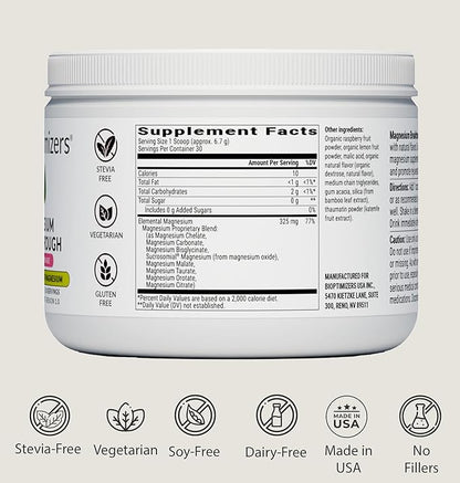 BIOptimizers Magnesium Breakthrough Drink - 8 Forms of Magnesium, Electrolytes, Sleep Health, Stress, Muscle Recovery, Heart Support | Glycinate, Citrate, Malate- Raspberry Lemon