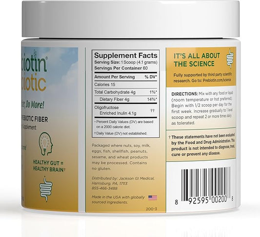 Prebiotin Prebiotic Fiber Supplement Powder – 8.68 oz – Supports Digestive Health & Weight Management – High Fiber, Boosts Probiotics, Reduces Hunger – All-Natural, Gluten-Free
