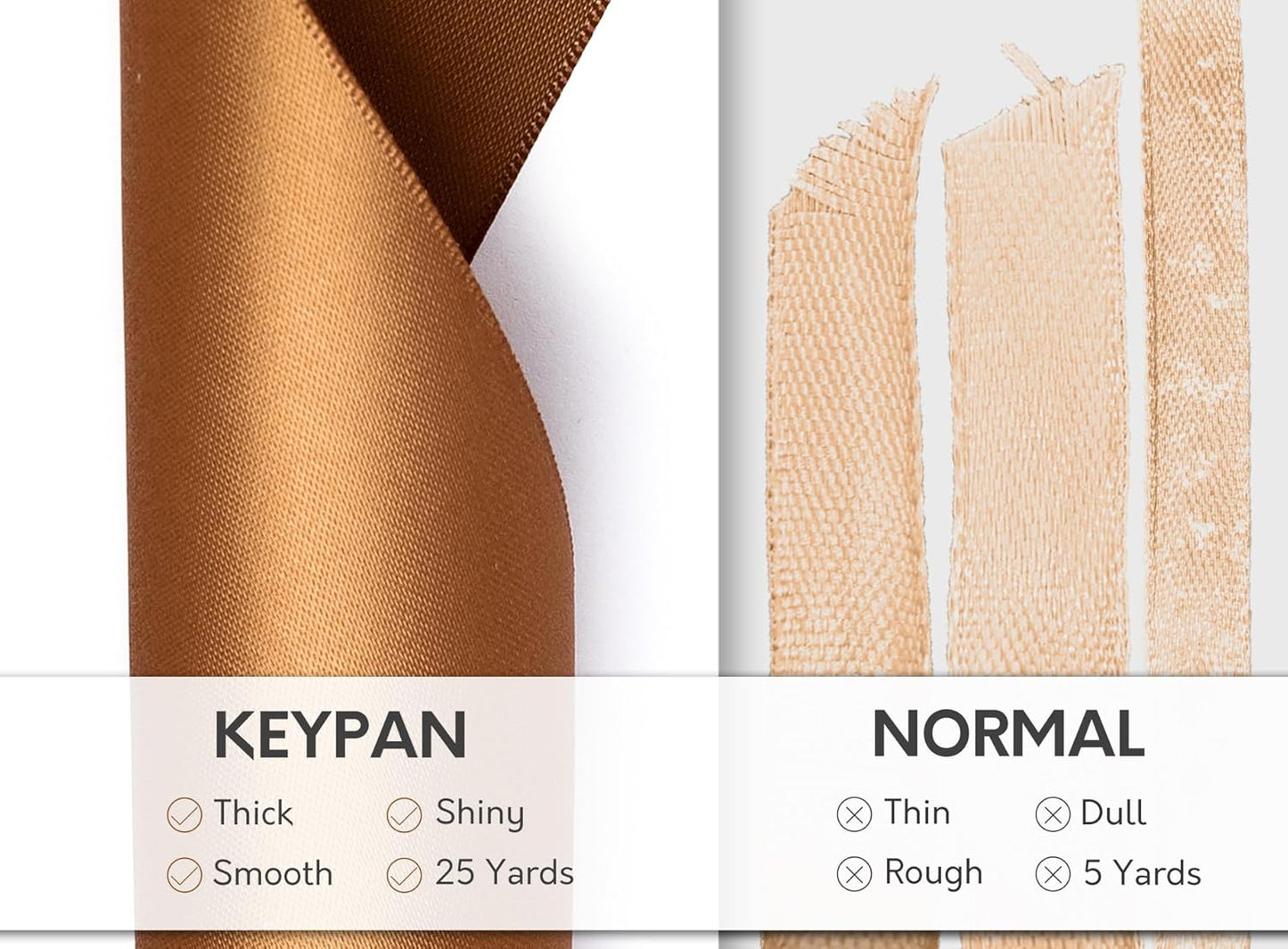 Brown Satin Ribbon 2.5 Inch Double-Faced Polyester Ribbons 25 Yards for Gift Wrapping Crafts Flower Bouquet Wedding Paper Christmas Holiday Decor