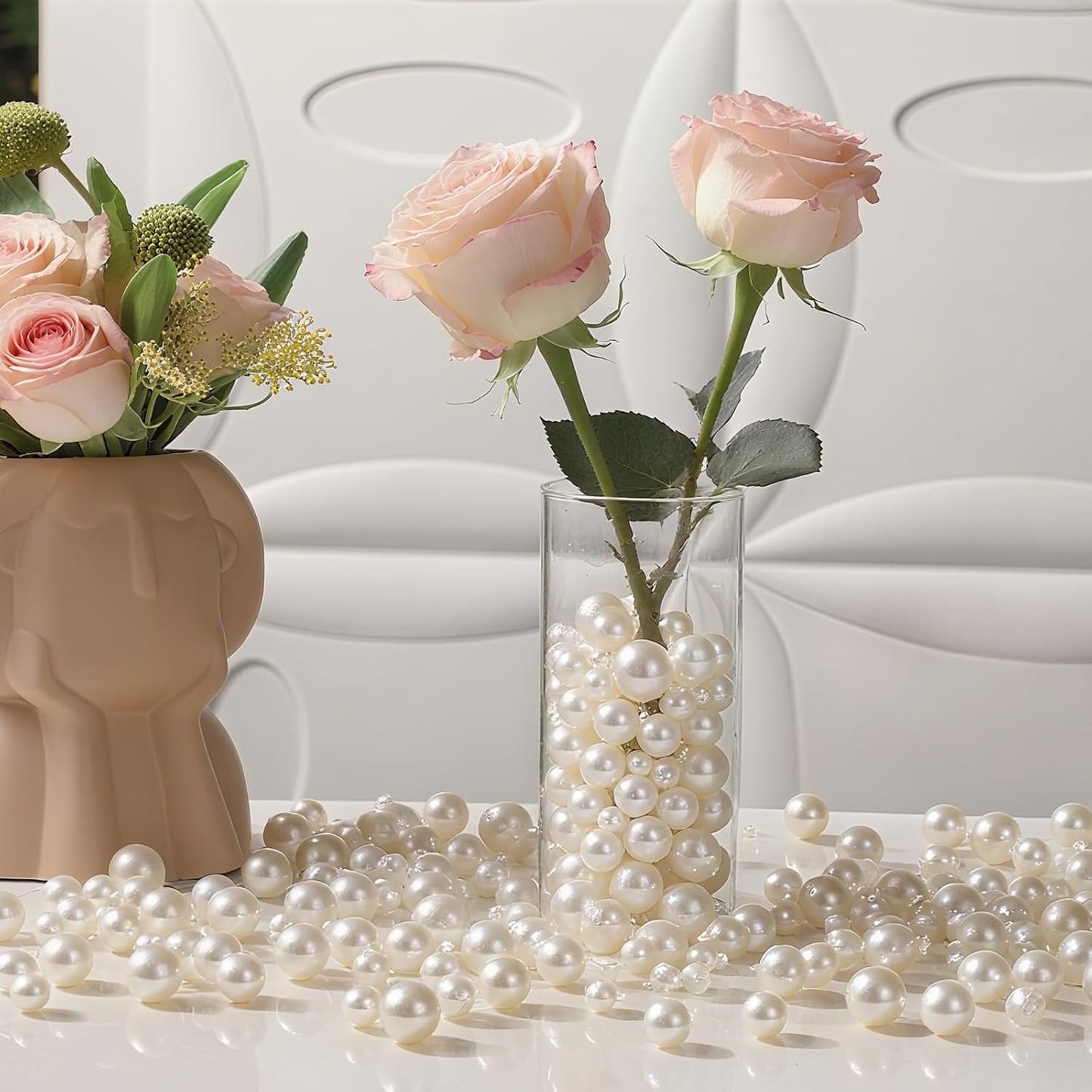 200 Pcs Vase Filler Beads White Pearl Beads for Vase No Hole Beads for DIY Home Table Party Decor Wedding Centerpiece 8/14/20mm