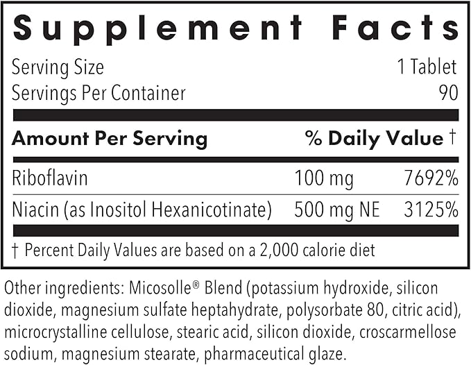 Optimox ATP Cofactors Supplement - Vitamin B Complex for Men & Women, Vitamin B2, Vitamin B3, 100mg Riboflavin, 500mg Niacin, High Potency Tablets - 90 Count