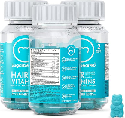 SugarBearPro Hair Vitamin Gummy 6 Month Supply Extra Strength Biotin 6000mcg, Growth for Men & Women, Vegan Vitamin B12, MSM, Inositol, Omega 3, Elderberry, Certified Kosher, Halal, Cruelty-Free