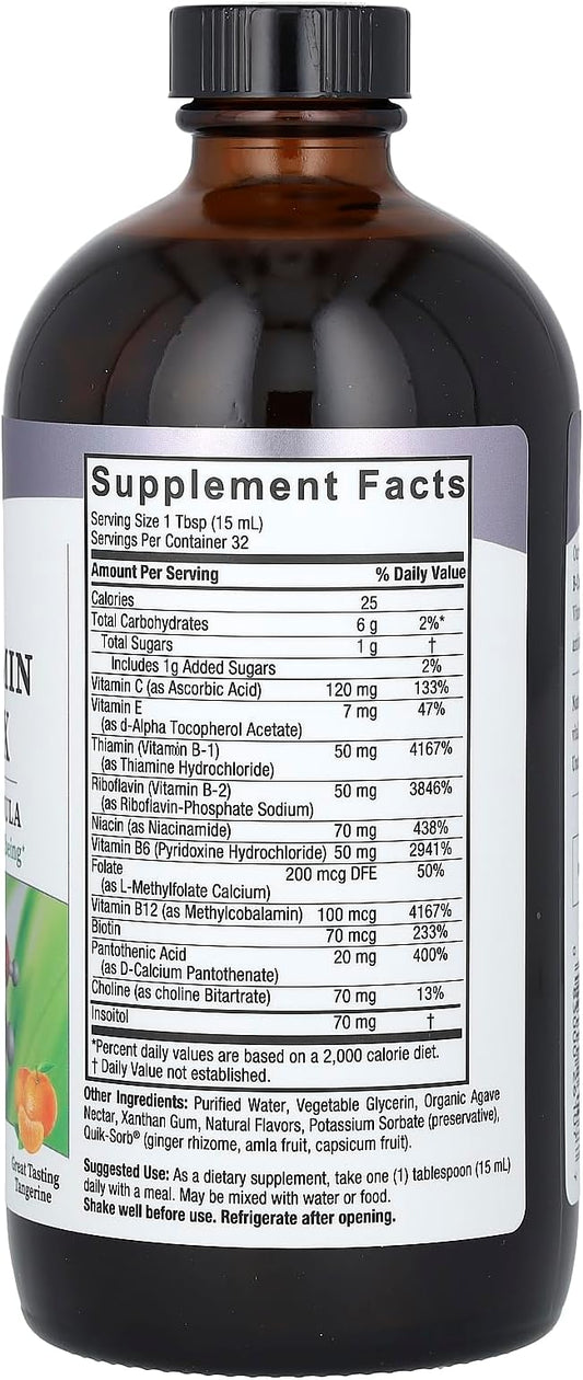 Nature's Answer Liquid Vitamin B-Complex Supports Healthy Energy Levels | Promotes Healthy Nerve Function | All-Natural Tangerine Flavor | Gluten-Free & Benzoate-Free 16oz