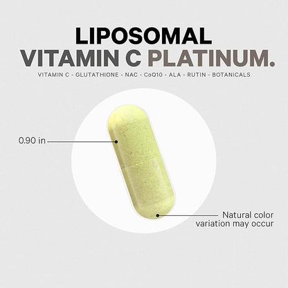 Codeage Liposomal Vitamin C+ Platinum - 1000 Mg Vitamin C Vitamins, Glutathione, NAC (N Acetyl Cysteine), Resveratrol, CoQ10, Rutin, Elderberry, Quercetin, Rosehip, Citrus Bioflavonoids - 180 Capsules