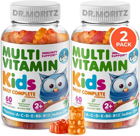 DR. MORITZ Kids Multivitamin Gummies - with Kids Vitamins A C D E B6 B12 Zinc and More - Complete Daily Support - Vegetarian and Non-GMO, 2 Pack (120 Count)