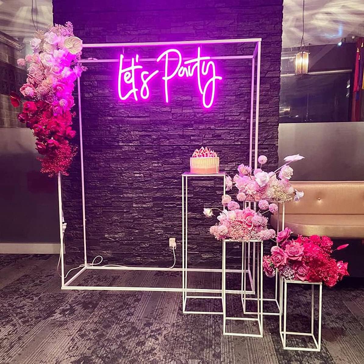 Ulalaza LED Neon Sign Night Light for Wall Party Décor Bedroom Room Bar Wedding Home Birthday Art Decoration Christmas with USB Chain Light modulator 5v (lets party blue)