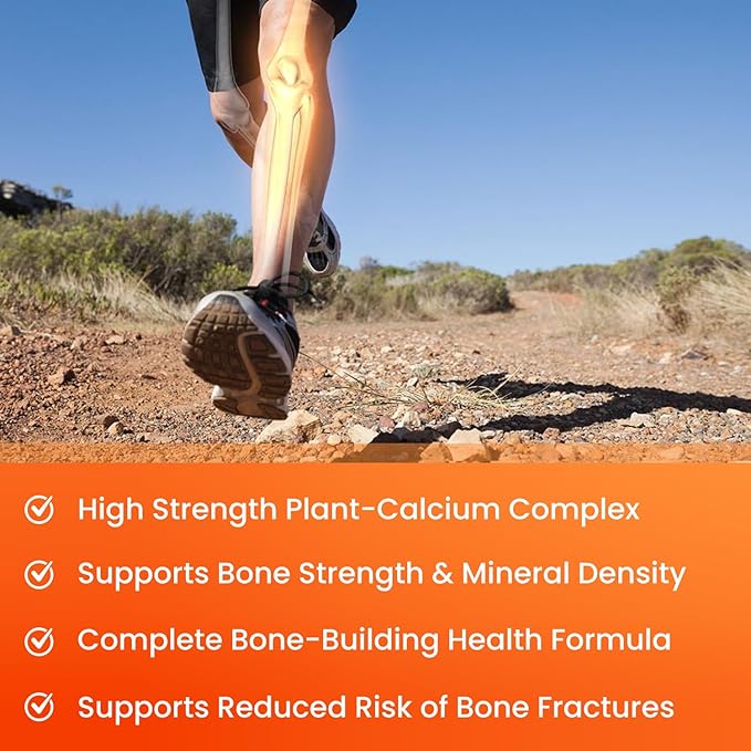 Calcium Supplement for Bone Strength | Plant Calcium Citrate + Vitamin D3, K2, Magnesium, Zinc, Potassium, Boron & Strontium | Premium Extra Strength Bone Health & Density Complex | 120 Vegan Capsules
