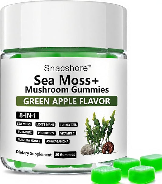 Sea Moss 8-in-1 Gummies | Sea Moss Glow Gummies for Women & Men with Ashwagandha, Vitamin C | Boost Immunity, Gut Health & Metabolism (1PC)