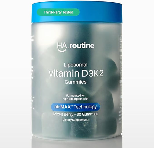 Liposomal Vitamin D3 + K2 Gummies - Mixed Berry Flavor, High Absorption Vitamin D3 5000 IU & Vitamin K2 MK-7 100 mcg, Supports Bone Health, Muscles, Teeth and Joints, Non-GMO, 30 Servings