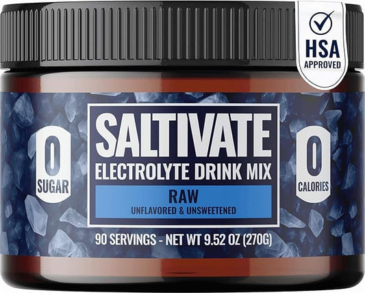Unflavored Electrolytes | High Sodium, Potassium, Magnesium | Clean Hydration - No Sugar, Stevia, Citric Acid or Maltodextrin | Bulk Raw Electrolyte Powder 90 Servings | HSA FSA | Made in USA