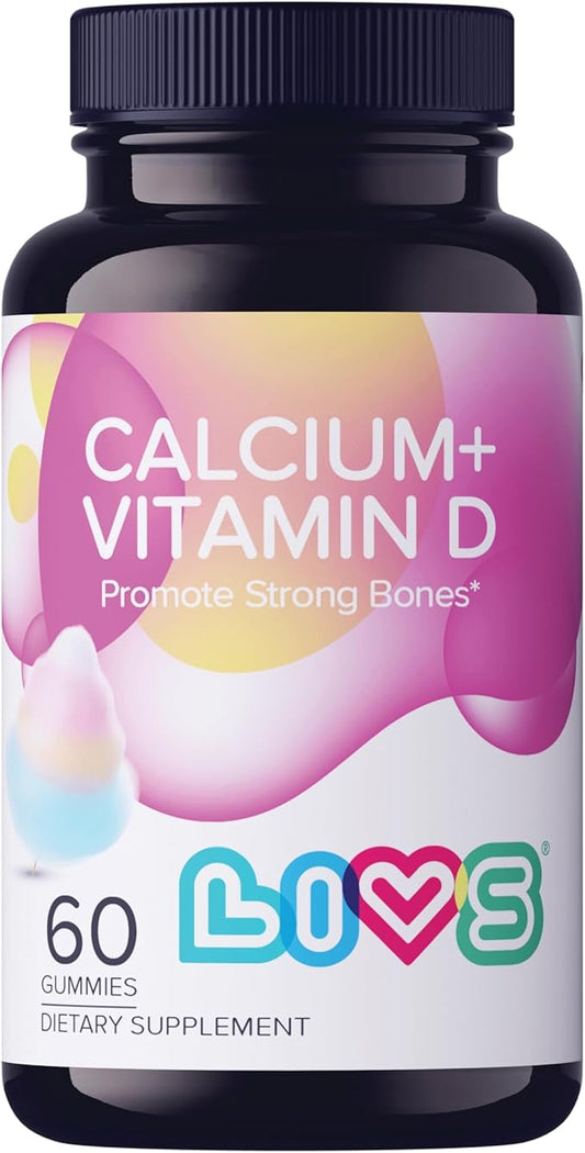 Calcium & Vitamin D3 Gummies – 170mg Calcium + Vitamin D3 Per Serving | Sugar Free, Vegan, Gluten‑Free & Kosher | Calcium Supplement for Bone & Muscle Support | Cotton Candy Flavor – 60 Count