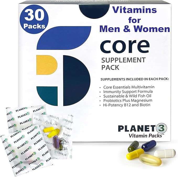 Daily Vitamin Packs for Men & Women – Multivitamin with Omega 3 for Heart Health, Immune Support with Elderberry, Vitamin C & Zinc, Eye Vitamins Lutein & Zeaxanthin – Planet 3 Vitamin Packs