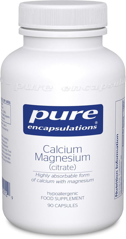 Pure Encapsulations Calcium Magnesium (Citrate) - 240 g Calcium & 240 g Magnesium - Bone Health Support - Non-GMO & Vegan - 90 Capsules