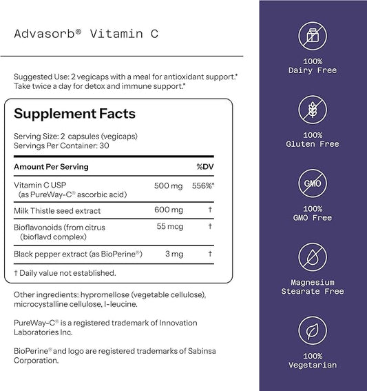 Quality of Life - Advasorb® Vitamin C Supplement - 60 Vegicaps
