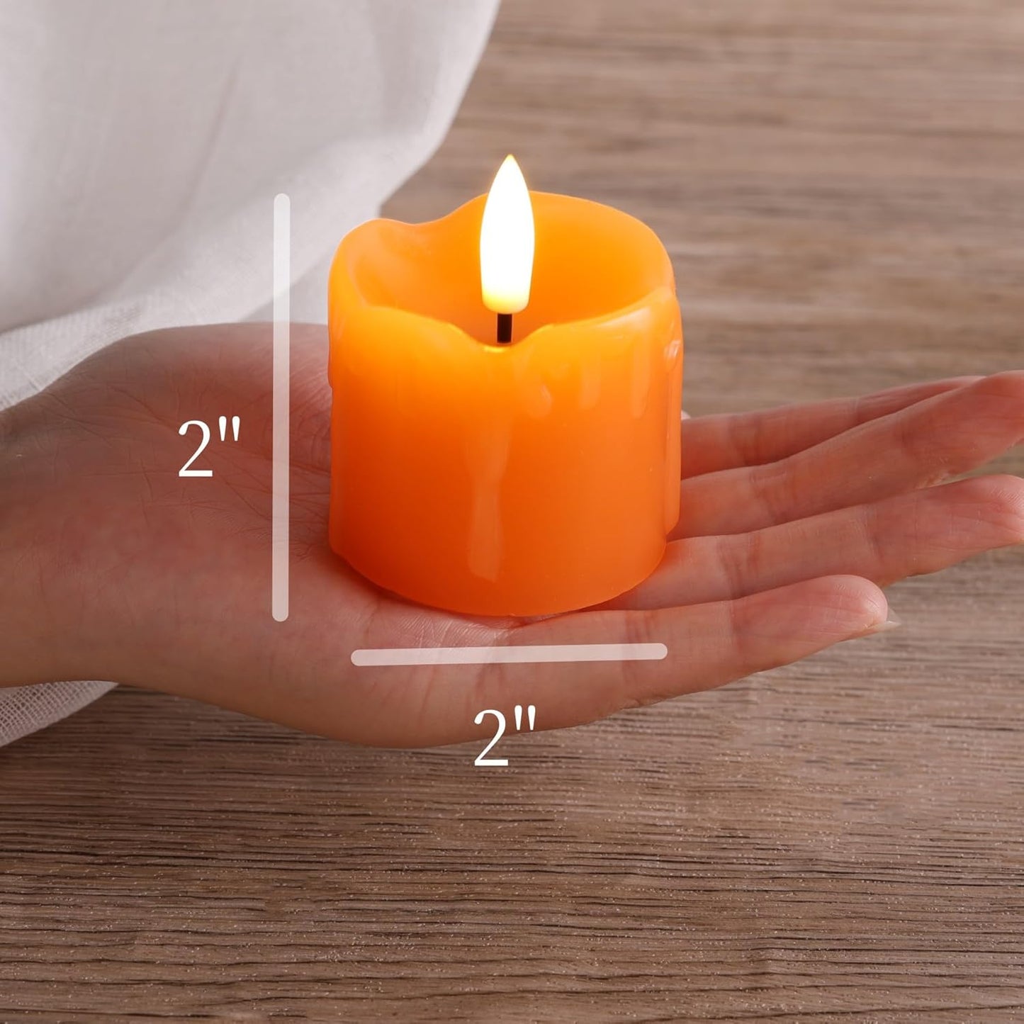 Eywamage Orange Flameless Votive Candles with Remote Batteries, Dripping Wax Halloween Fall LED Candles Set of 6 Φ 2" H 2"