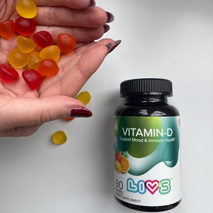 Vitamin D Gummies for Women & Adults | Vitamin D3 2,000 IU Supplement for Immune Support & Bone Health | Gelatin-Free, Gluten-Free & Non-GMO Gummy Vitamins | Lemon, Berry & org Flavor - 90 Ct