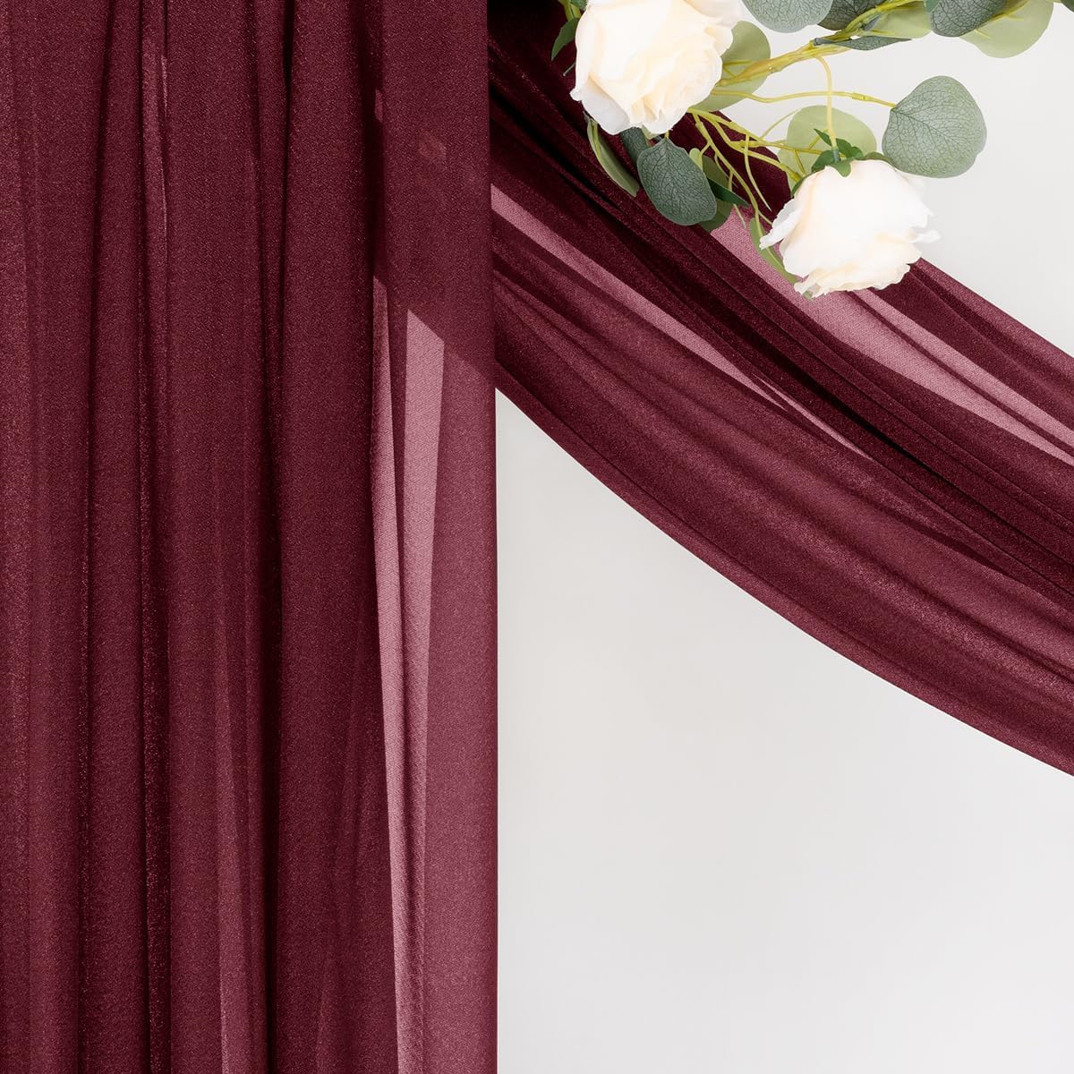 MLMC Burgundy Wedding Arch Draping Fabric 1 Panel 29" x 20 FT Extra Long Gauze Drapes Sheer Backdrop Curtains 6.6 Yards Airy Outdoor Drapery Panels for Wedding Bridal Shower Ceiling Decoration