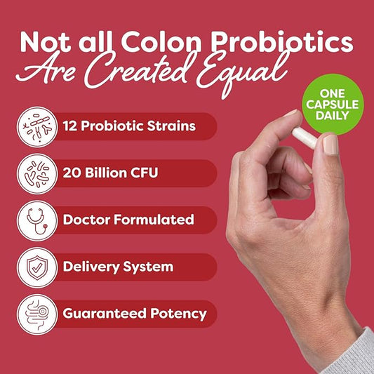Probulin Colon Support Probiotic Supplement, Daily Gut, Digestive, and Immune Health Probiotics Capsules for Men and Women, 20 Billion CFU, Vegan, 90 Count Bottle