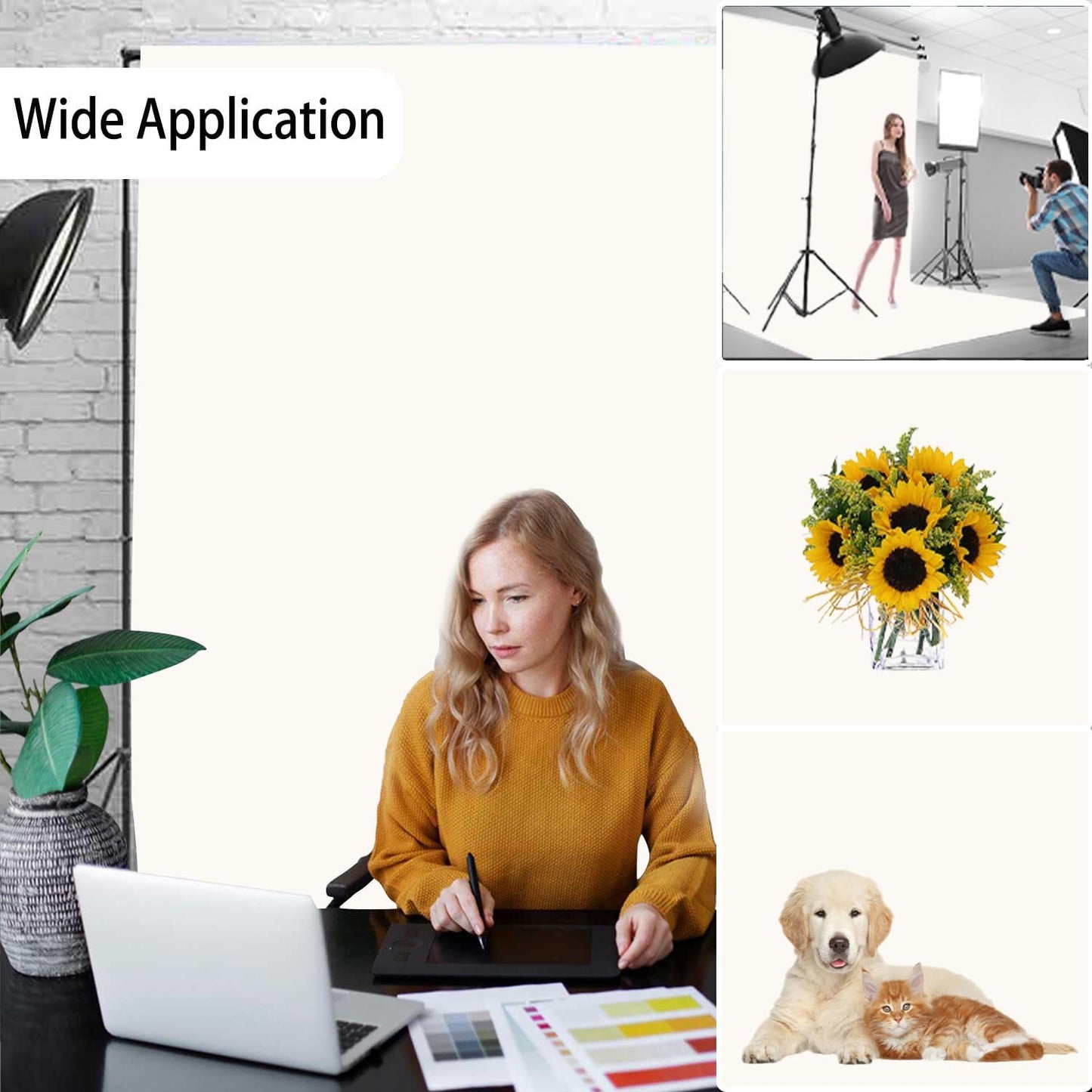 Ivory Photography Backdrop for Photoshoot, Photo Backdrop Curtain, Perfect Ivory Backdrops for Party Portrait Photoshoots Video Studio 6FTx9FT