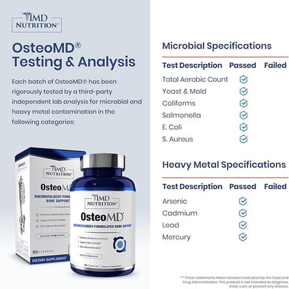 1MD Nutrition OsteoMD for Comprehensive Bone Support | with Calcium Hydroxyapatite, Vitamin D3 & K2 | 180 Capsules (2-Pack)