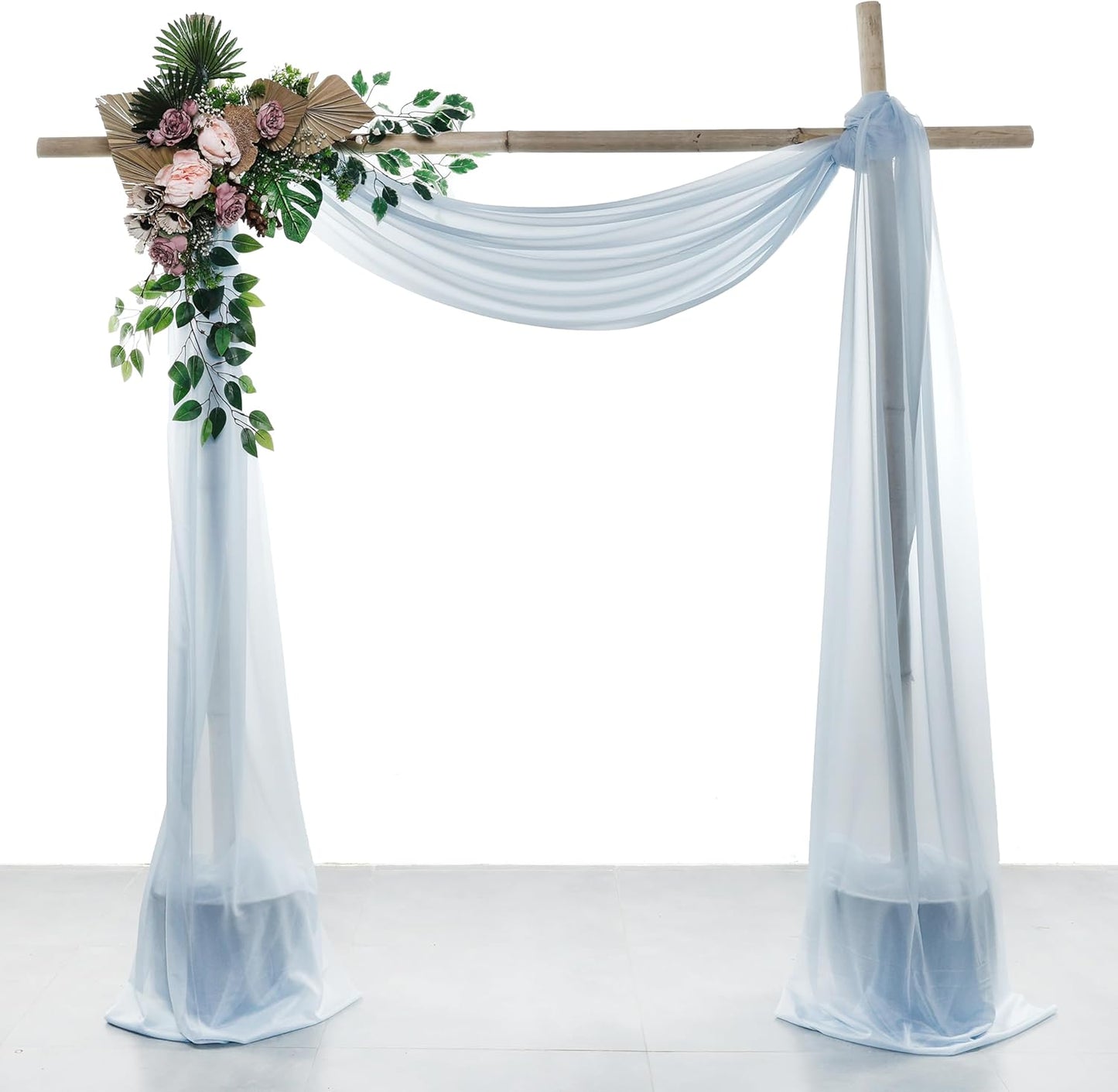 VDS Pack of 1 Panel (30 Inch X 50 Feet) Wedding Arch Draping Fabric Sheer Chiffon Fabric Drapery for Wedding Ceremony Reception Swag Backdrop Canopy Chuppah ARBO Altars Decoration (Baby Blue)