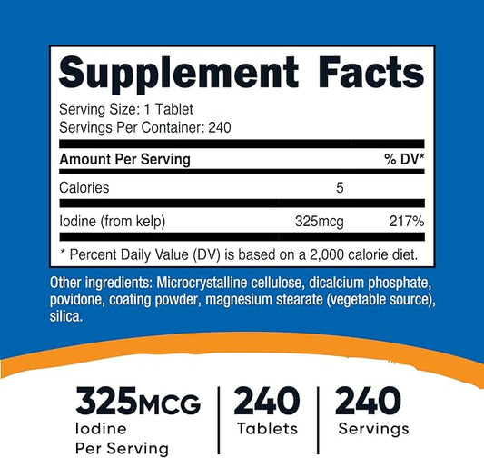 Nutricost Kelp Tablets, 325mcg of Iodine, 240 Tablets - Non-GMO, Gluten Free