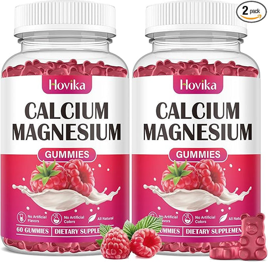 Calcium Magnesium Zinc Gummies-Calcium Magnesium 2:1 Ratio with Vitamin D3, K2, B6, B12 for Bone Strength, Muscle Function & Nerve Health, Extra Absorption Formula, Vegan, Raspberry Flavor 120 Gummies