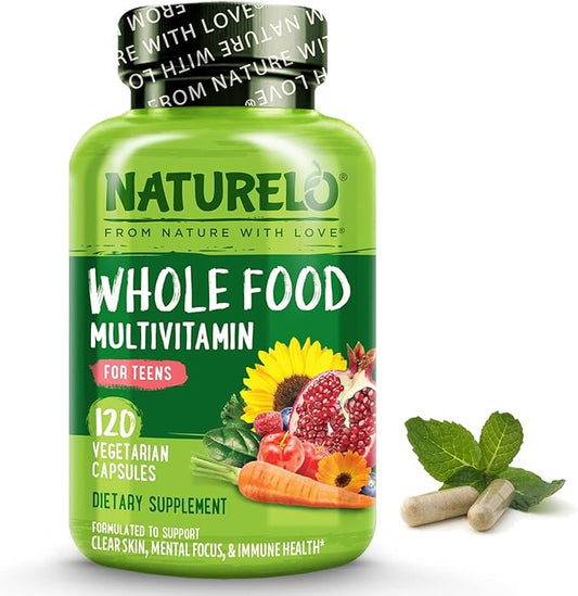 NATURELO Teen Multivitamin - Whole Food Multivitamin - with Minerals for Teenage Boys & Girls - Supplement for Active Kids - Non-GMO - Vegan & Vegetarian - 120 Capsules