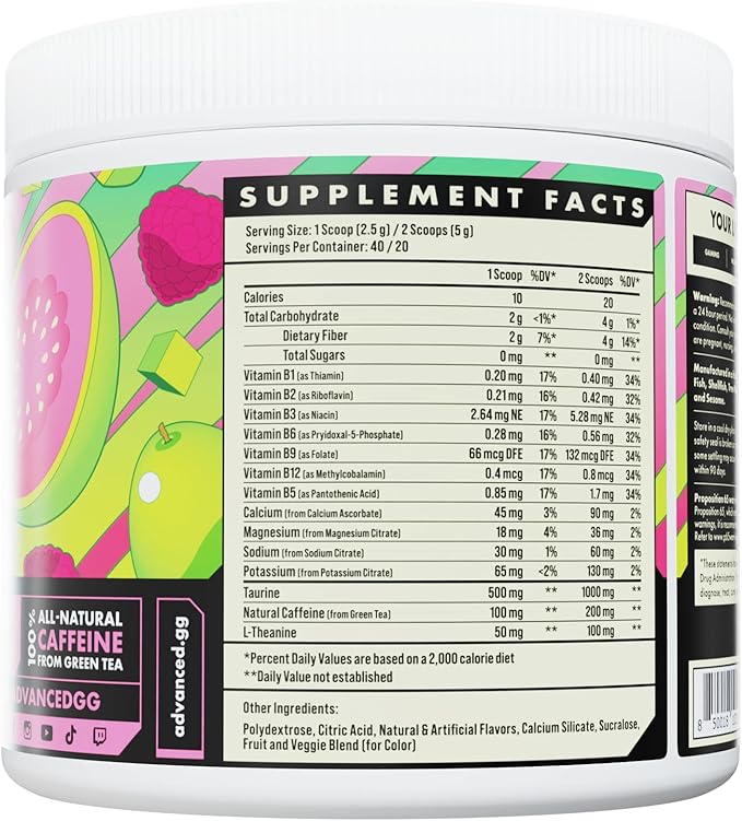 Advanced Energy - Energy Boosting Formula with Electrolytes for Hydration - L-Theanine to Combat Jitters - Sugar Free & Keto Friendly - No Maltodextrin (40 Servings) (Guava Berry)