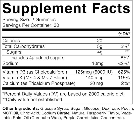 Vitamatic Vitamin D3 + K2 Gummies – 60 Count | Supports Bone, Heart & Immune Health – Promotes Calcium Absorption – Plant-Based, Non-GMO, Gluten-Free