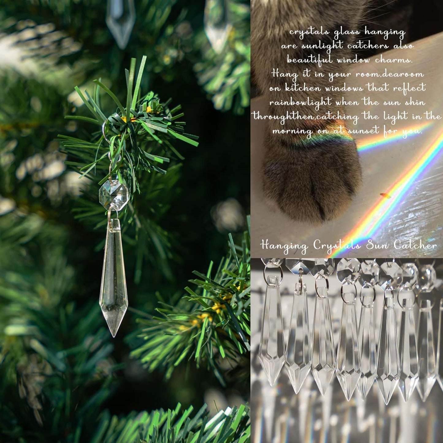 20PCS Clear Chandelier Icicle Crystal Prisms,55mm Chandelier Crystals Replacement,Crystals for Chandeliers with Hooks for Windows Wedding Lamp Decoration