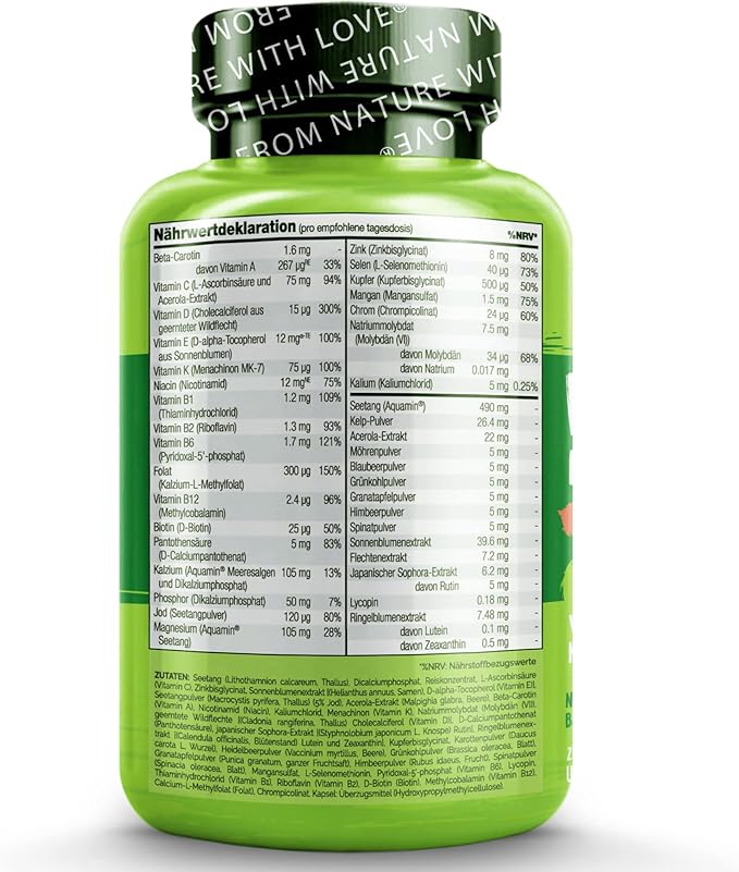 NATURELO Teen Multivitamin - Whole Food Multivitamin - with Minerals for Teenage Boys & Girls - Supplement for Active Kids - Non-GMO - Vegan & Vegetarian - 60 Capsules